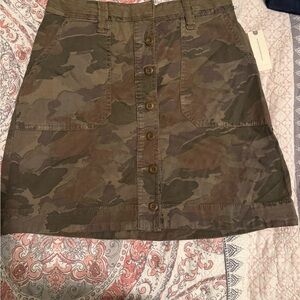 Anthropologie Green Camouflage Mini Skirt